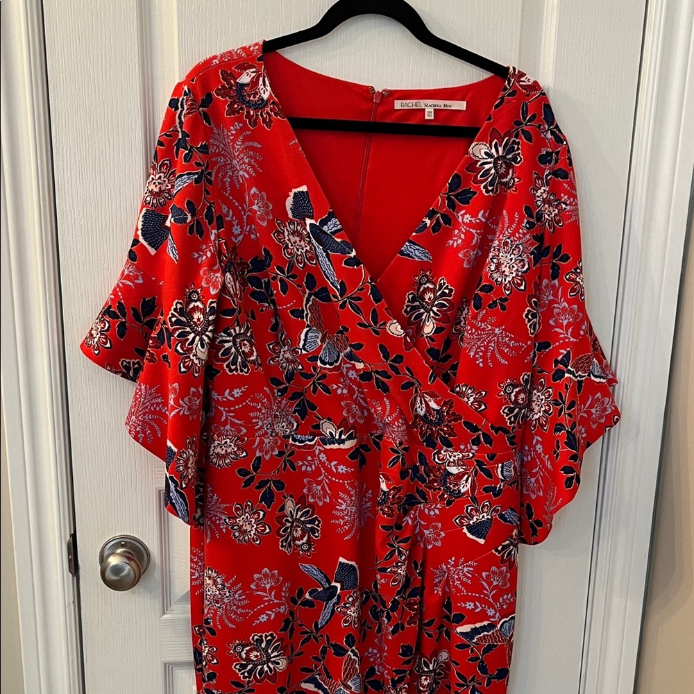 RACHEL Rachel Roy Red Floral Wrap-Style Dress